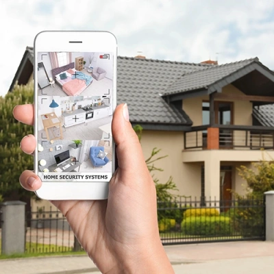 Hammond vivint phone display of cctv live feed in front of a house